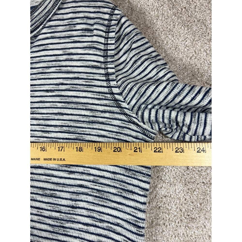 Sundance Womens Blue Striped Waffle Knit Henley Top Embroidered Detail Large - Picture 8 of 9